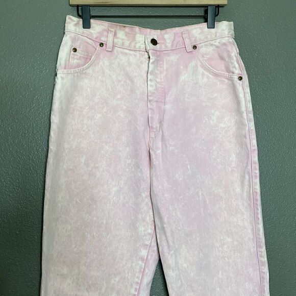 90s Pink Acid Wash Levi's High Waist 573s Pinup Jeans Relaxed Fit Tapered Leg - Picture 8 of 16